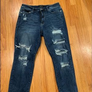 Judy Blues medium wash distressed Boyfriend fit size 11